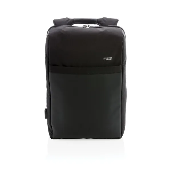  Swiss Peak 15" anti-theft RFID & USB backpack PVC free - Swiss Peak Black 