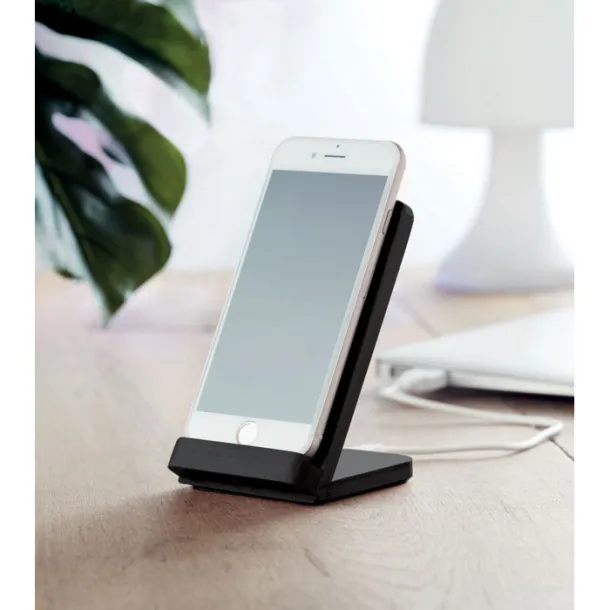 WIRE&STAND Bamboo wireless charging stand Black