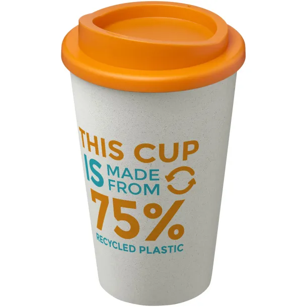 Americano Eco 350 ml recycled tumbler - Unbranded White Orange