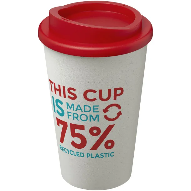 Americano Eco 350 ml recycled tumbler - Unbranded White Red