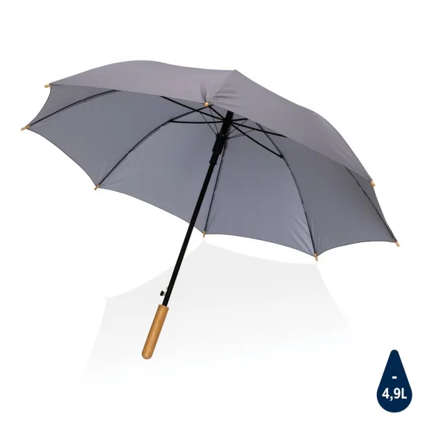  23" Impact AWARE™ RPET 190T auto open bamboo umbrella - XD Collection Anthracite 