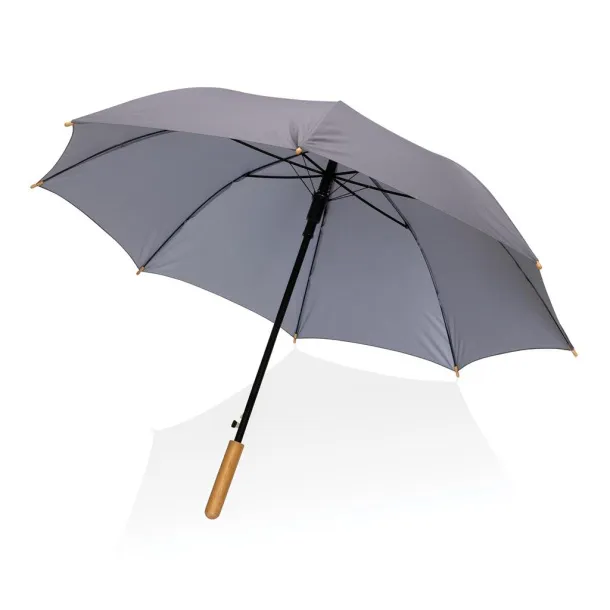  23" Impact AWARE™ RPET 190T auto open bamboo umbrella - XD Collection Anthracite 