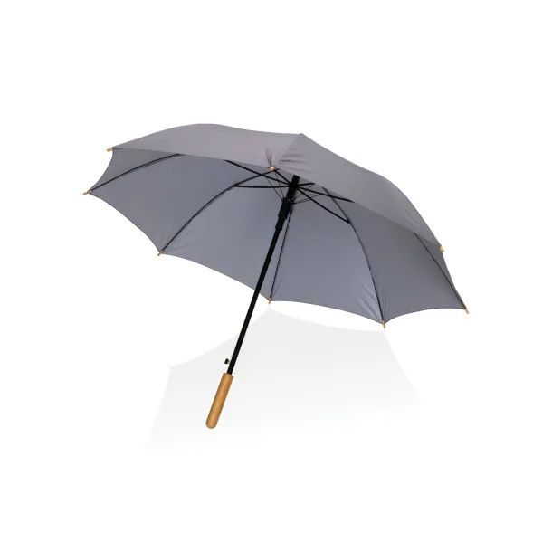  23" Impact AWARE™ RPET 190T auto open bamboo umbrella - XD Collection Anthracite 