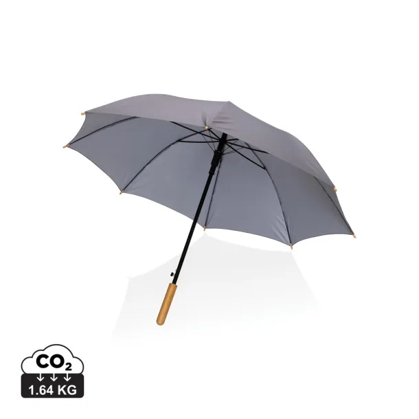  23" Impact AWARE™ RPET 190T auto open bamboo umbrella - XD Collection Anthracite 