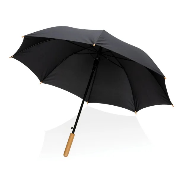  23" Impact AWARE™ RPET 190T auto open bamboo umbrella - XD Collection Black 