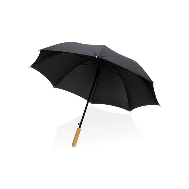  23" Impact AWARE™ RPET 190T auto open bamboo umbrella - XD Collection Black 