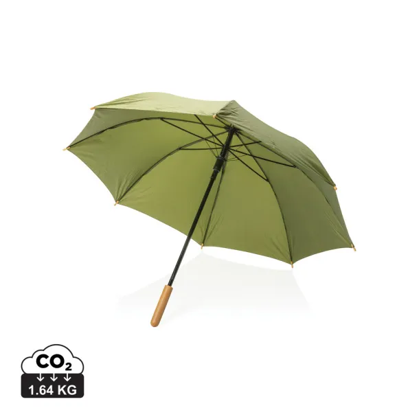  23" Impact AWARE™ RPET 190T auto open bamboo umbrella - XD Collection Green 