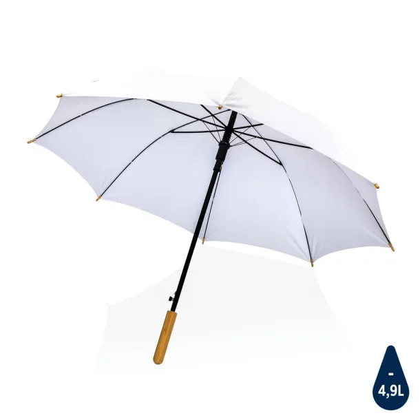  23" Impact AWARE™ RPET 190T auto open bamboo umbrella - XD Collection White 