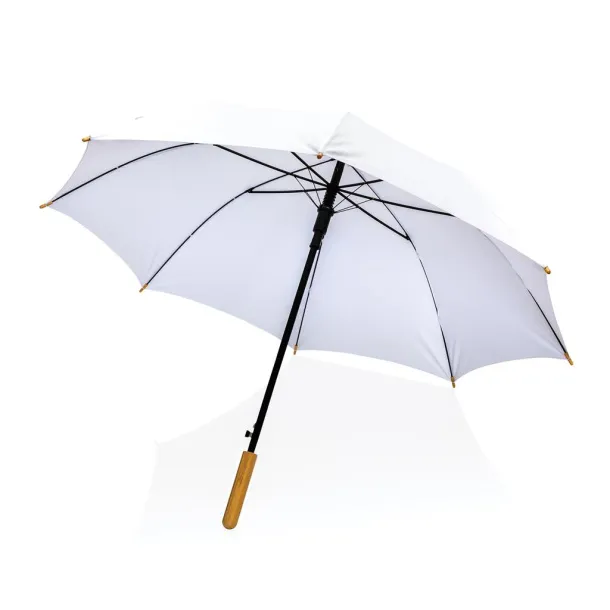  23" Impact AWARE™ RPET 190T auto open bamboo umbrella - XD Collection White 