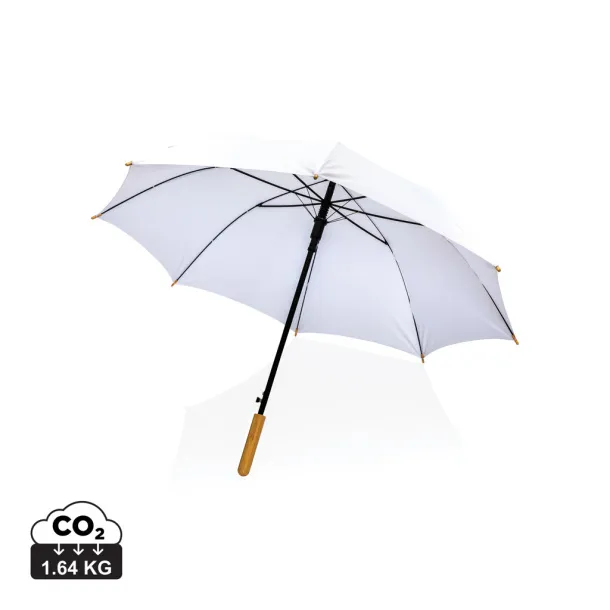  23" Impact AWARE™ RPET 190T auto open bamboo umbrella - XD Collection White 