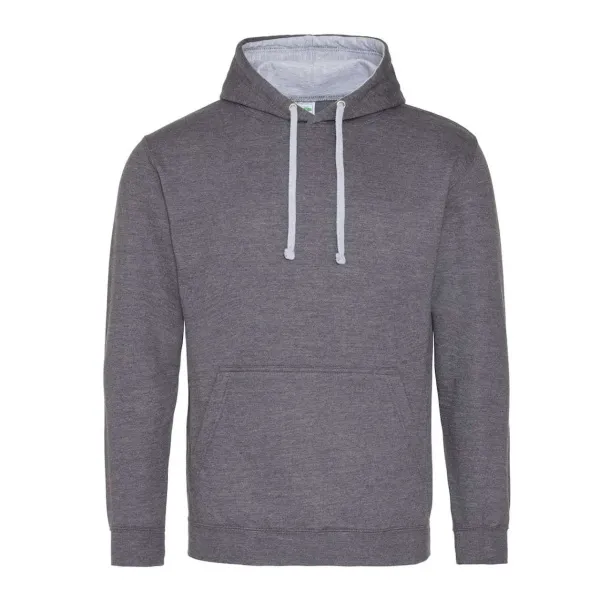  Varsitiy hoodica - Just Hoods Charcoal Heather Grey