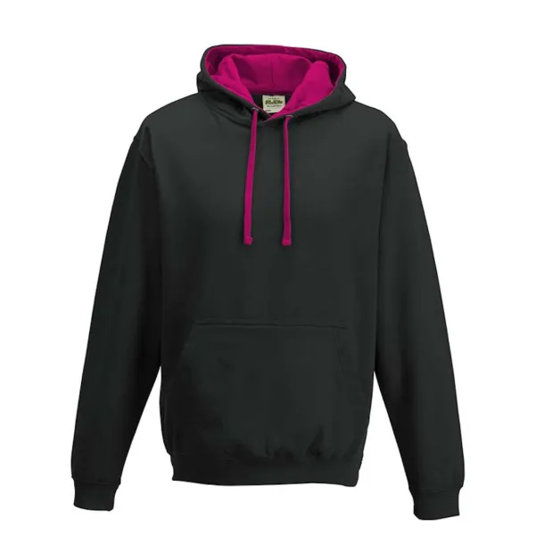  VARSITY HOODIE - Just Hoods Black Hot Pink