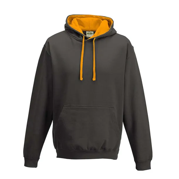  VARSITY HOODIE - Just Hoods Charcoal Orange Crush