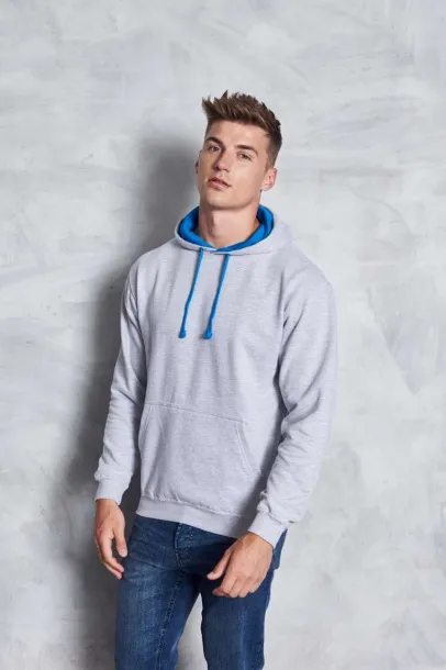  VARSITY HOODIE - Just Hoods Heather Grey Sapphire Blue