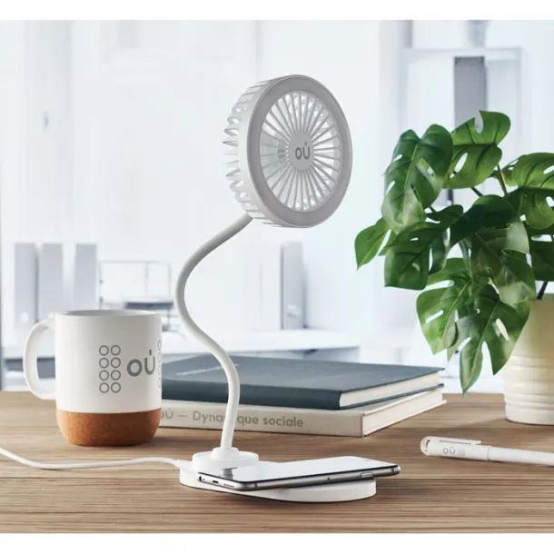 VIENTO Desktop charger fan with light White