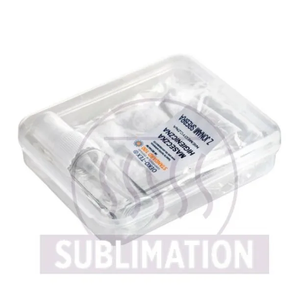  Set in box, spray bottle for disinfectant and reusable face mask with filter space and silver ions Bijela