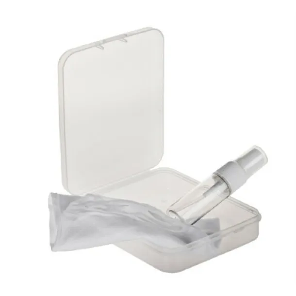  Set in box, spray bottle for disinfectant and reusable face mask with filter space and silver ions white