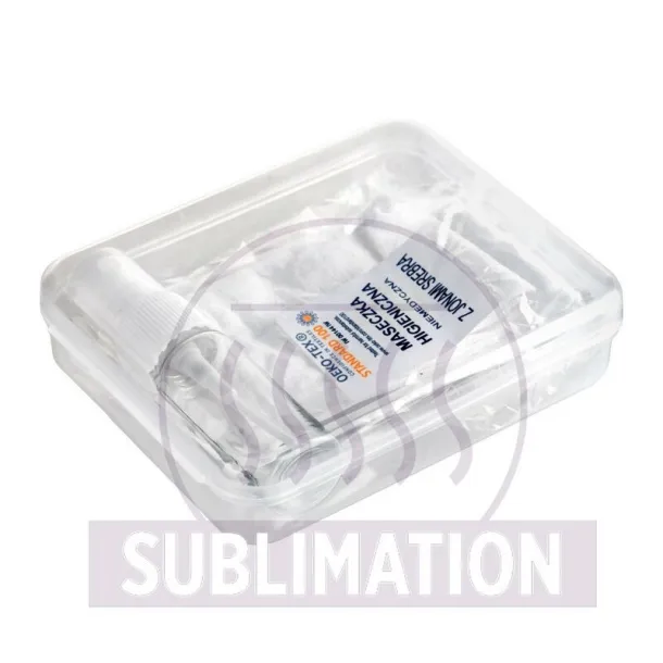  Set in box, spray bottle for disinfectant and reusable face mask with filter space and silver ions Bijela