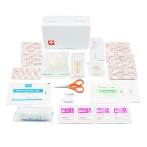  First aid kit in plastic case, 64 pcs white