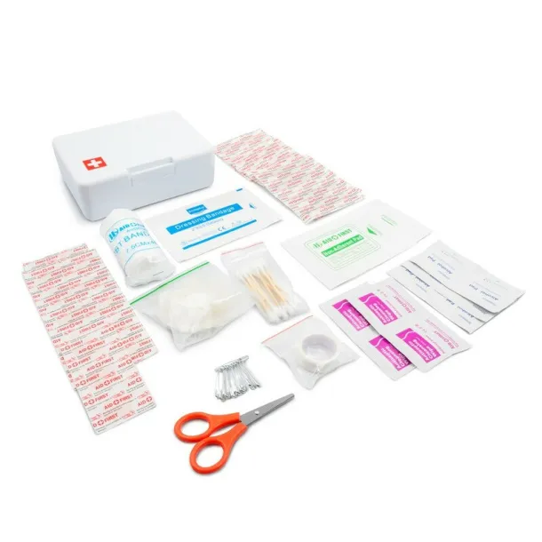  First aid kit in plastic case, 64 pcs white