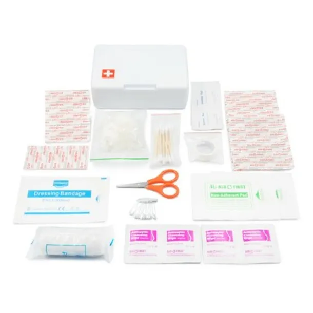  First aid kit in plastic case, 64 pcs white