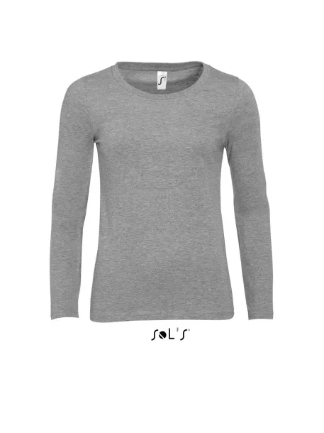  SOL'S MAJESTIC - WOMEN'S ROUND COLLAR LONG SLEEVE T-SHIRT - SOL'S Grey Melange