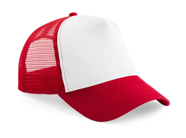  Dječja snapback šilterica - 5 panela - Beechfield Classic Red Bijela