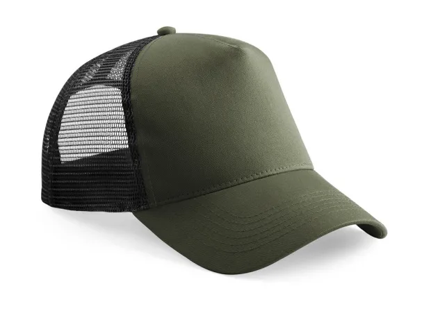  Dječja snapback šilterica - 5 panela - Beechfield Olive Green Crna