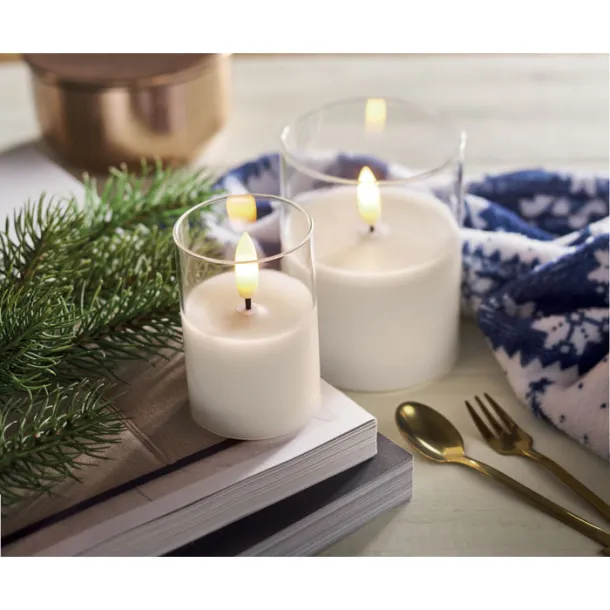 XANDLE+ LED wax candle in glass holder White