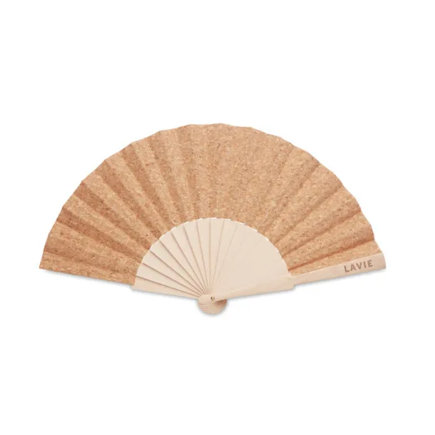 FANNY CORK wooden hand fan in cork finish Beige