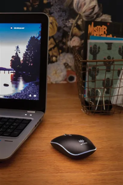  Printed sample Light up logo wireless mouse Black