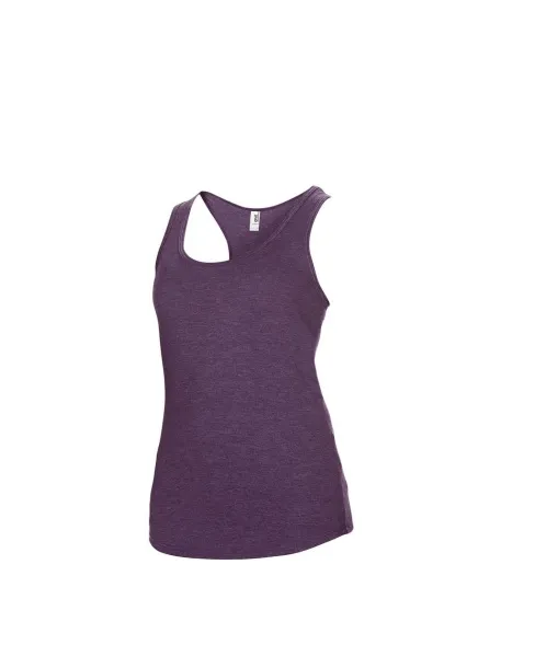  WOMEN’S TRI-BLEND RACERBACK TANK - Anvil Heather Aubergine