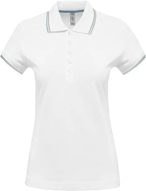 Ženska polo majica kratkih rukava, 220 g/m2 - Kariban Bijela Nebeski plava
