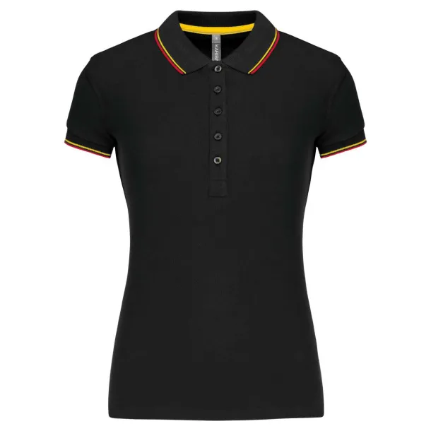  Ženska polo majica kratkih rukava, 220 g/m2 - Kariban Crna Crvena