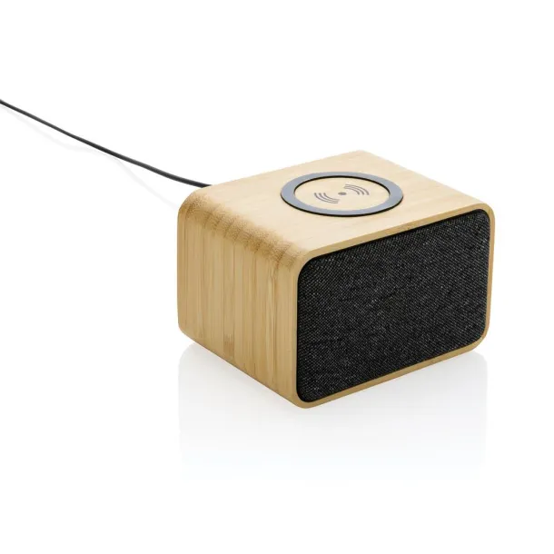  RCS Rplastic speaker with FSC® bamboo 5W wireless charger - XD Collection Brown 