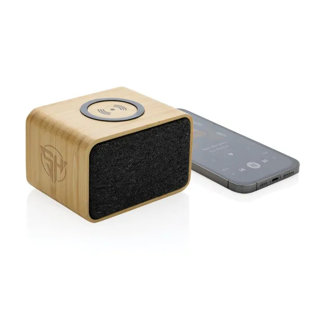  RCS Rplastic speaker with FSC® bamboo 5W wireless charger - XD Collection Brown 