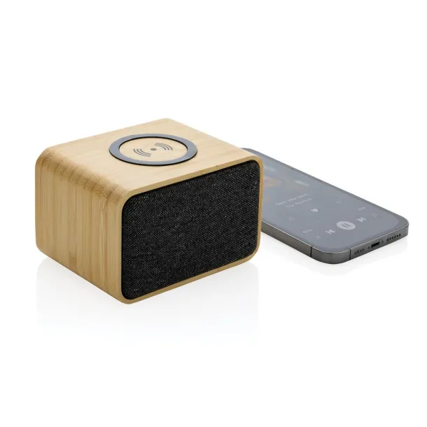  RCS Rplastic speaker with FSC® bamboo 5W wireless charger - XD Collection Brown 