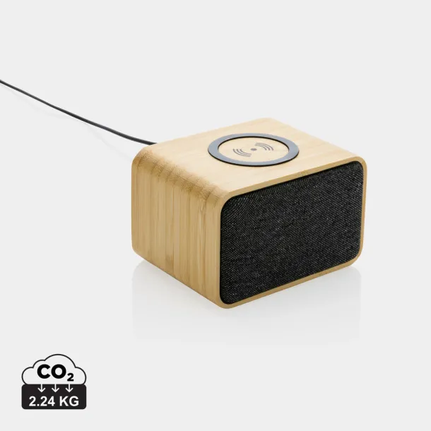  RCS Rplastic speaker with FSC® bamboo 5W wireless charger - XD Collection Brown 