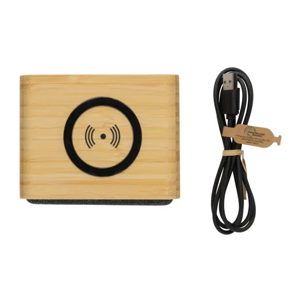  RCS Rplastic speaker with FSC® bamboo 5W wireless charger - XD Collection Brown 