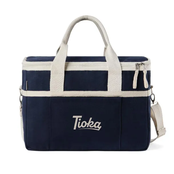  VINGA Volonne AWARE™ recycled canvas cooler basket - Vinga blue, off white 11-0606 TPG