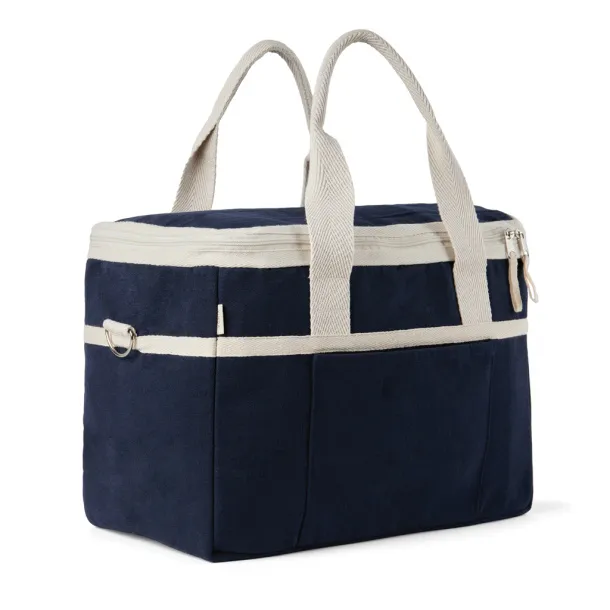  VINGA Volonne AWARE™ recycled canvas cooler basket - Vinga blue, off white 11-0606 TPG