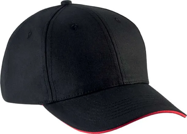  SANDWICH PEAK CAP - 6 PANELS - K-UP Black Red