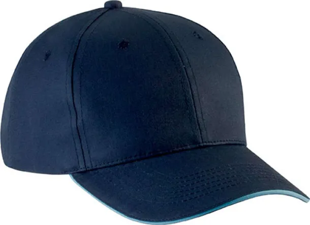  SANDWICH PEAK CAP - 6 PANELS - K-UP Navy Sky blue