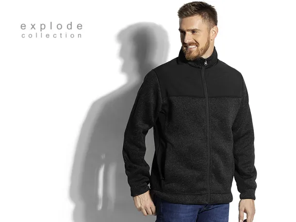 JUPITER mélange zippered jacket with softshell - EXPLODE Black