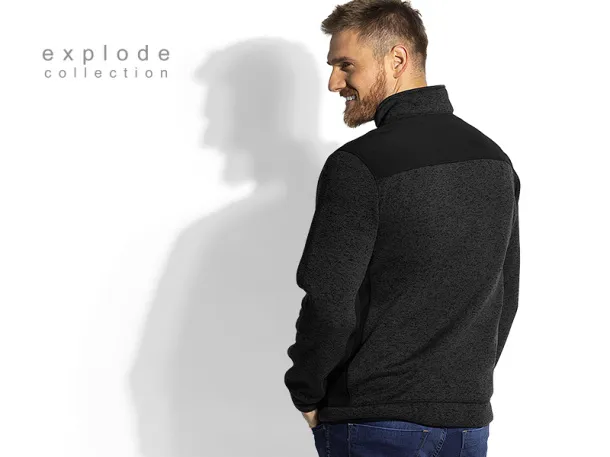 JUPITER mélange zippered jacket with softshell - EXPLODE Black