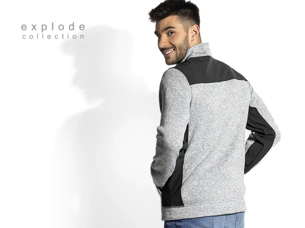 JUPITER mélange zippered jacket with softshell - EXPLODE Ash gray