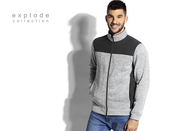 JUPITER mélange zippered jacket with softshell - EXPLODE Ash gray