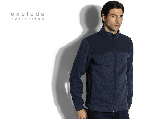 JUPITER mélange zippered jacket with softshell - EXPLODE Blue