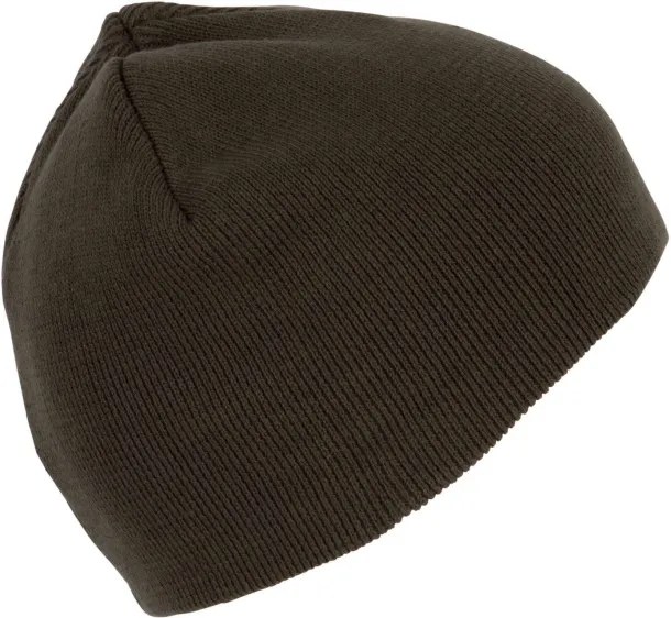  KNITTED ORGANIC COTTON BEANIE - K-UP Tamno Kahki