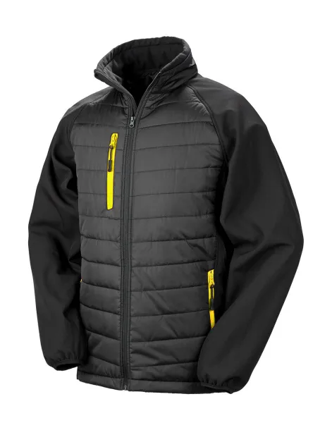  Black Compass Padded Softshell - Result Genuine Recycled Black Yellow